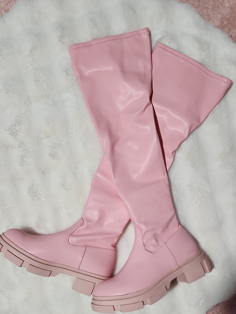 Cape Robbin Pink Over-the-Knee Chunky Sole Boots
